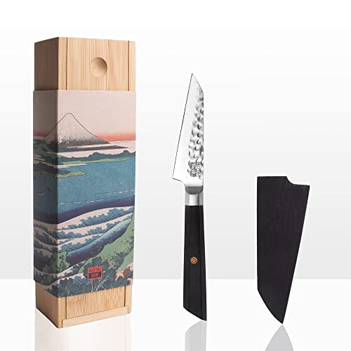 Bunka paring knife with bamboo Saya and bamboo box - 90 mm blade