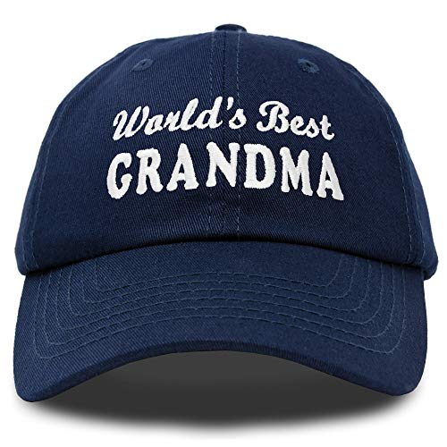DALIX Worlds Best Grandma Hat Geschenk bestickt Baumwolle Cap - Blau - Einstellbar