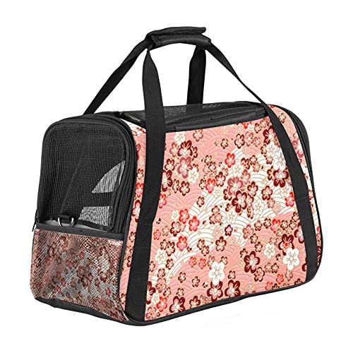Transporttasche für Hunde und Katzen, mit verstellbarem Schultergurt, japanische Blumen