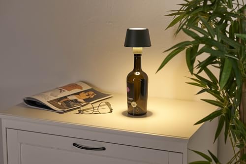 Northpoint LED Akku Flaschenlampe Tischleuchte mit Touchsensor 3000mAh Akku 200lm warmweißes Licht (3000K) stufenlos dimmbar für Innen und Außen olivegrün