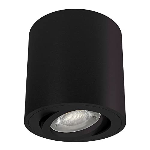 linovum CORI Aufbau Deckenspot LED in matt schwarz & rund - mit LED GU10 Lampe 6W neutralweiß 230V - Spot Strahler schwenkbar