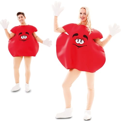 Krause & Sohn Schokolinse Kostüm Sweet Candy für Erwachsene Gr. M/L Gruppenkostüm Paarkostüm Fasching Karneval lustige Kostüm Süßigkeit (Rot)