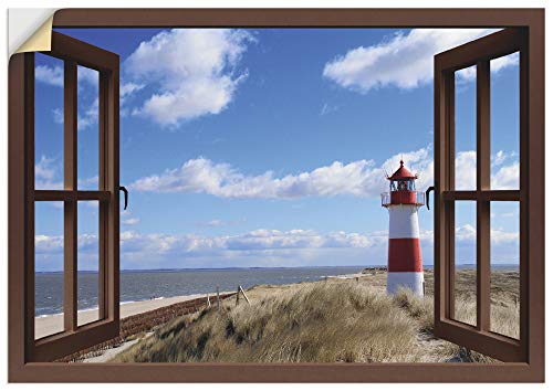Artland Qualitätsbilder I Wandtattoo Wandsticker Wandaufkleber 100 x 70 cm Landschaften Fensterblick Foto Braun A8MR Fensterblick Leuchtturm Sylt