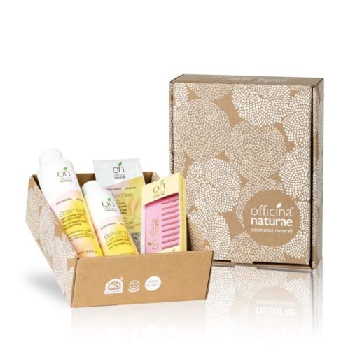 Officina Naturae Gift Box Vai col Glattes Shampoo für glattes Haar, 200 ml + Conditioner für glattes Haar, 150 ml + Holzkamm + Maske für glattes Haar, 10 ml