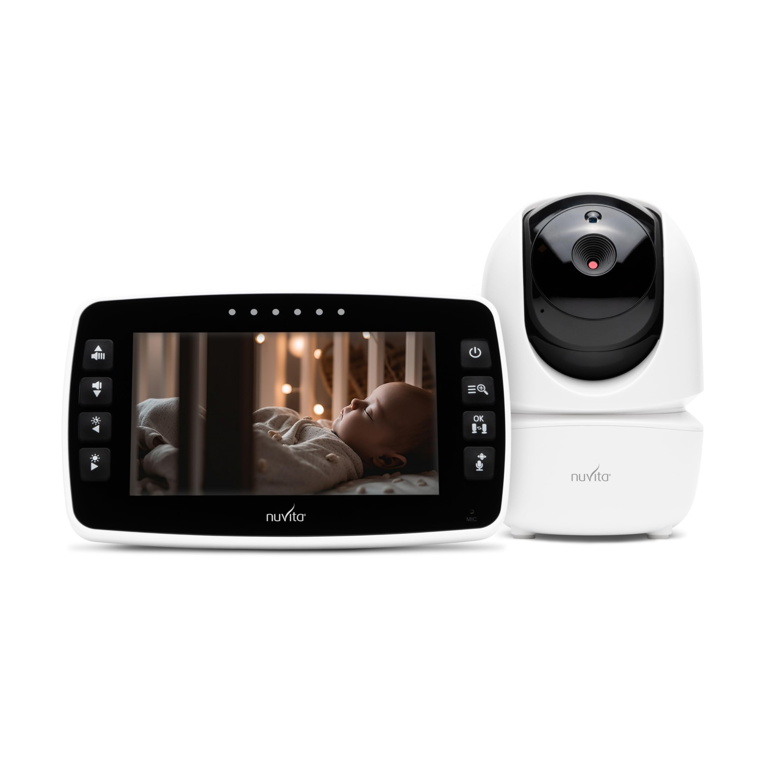 Nuvita 3045 Videovoice - Drahtloses 360°-Video-Babyphone mit ferngesteuerter Richtungskamera, SMART VOX, Nachtsicht und Schlafliedern