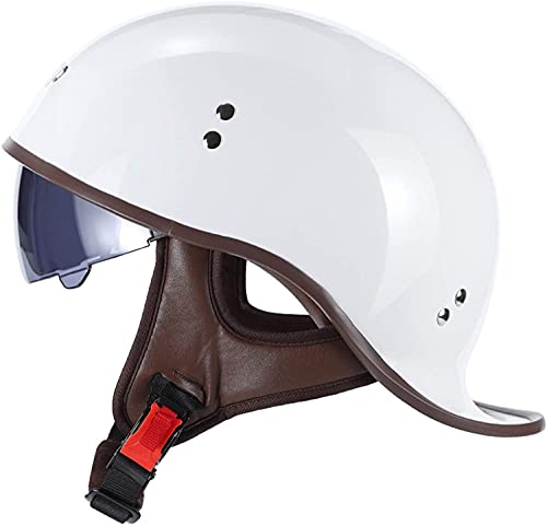 STTTBD Motorradhelm Braincap · Motorrad Halbhelm Rollerhelm Jethelm Motorrad Halbhelm Offener Helm Mit Brille Für Roller Motorradfahrer,ECE-Zertifizierung(Color:G;Size:M=(57~58CM))