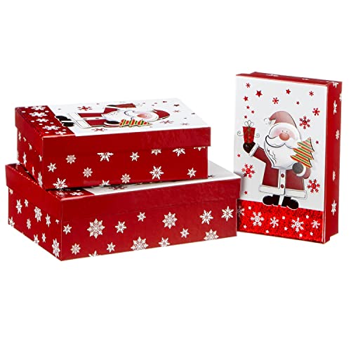 3-tlg. Set Geschenkboxen Weihnachten in 3-D-Optik Geschenkkarton für Weihnachten Weihnachtsverpackung Farbe Nikolaus