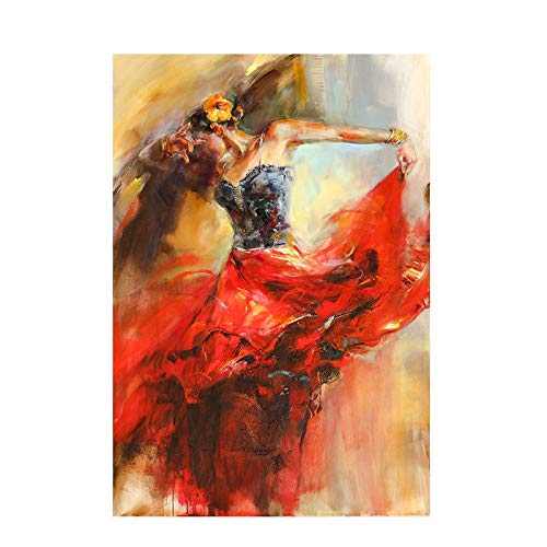 Nativeemie Poster und Drucke Zusammenfassung Tanzen Ballerina Mädchen Gemälde auf Leinwand Skandinavische Wandkunst Bild Wohnzimmer 60 x 90 cm Rahmenlos 23,6"x 35,4"