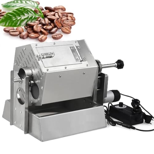 SYTEH 600–800 g elektrische Kaffeebohnen-Röstermaschine, 3,4 l Edelstahl-Kaffeebohnen-Röster-Backmaschine, Brenngas, Direktfeuer, Nüsse, Getreide, Sojabohnenröster