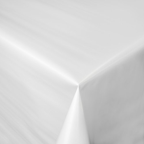ANRO Wachstischdecke Wachstuch Tischdecke abwaschbar Weiß Uni matt Oval 140x180cm