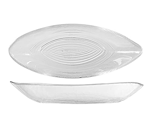 H&H 845543 H & H Set mit 6 ovalen Tellern, Glas, transparent, 24 x 9 cm