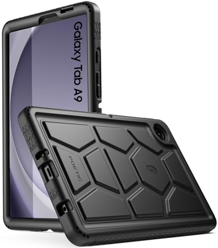 Poetic TurtleSkin Hülle für Samsung Galaxy Tab A9 Hülle 8,7 Zoll 2023, strapazierfähig, stoßfest, robust, kinderfreundlich, Fallschutz, Silikon, Schwarz