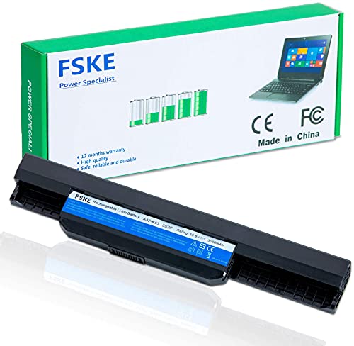 FSKE® A32-K53 A41-K53 Akku für ASUS X53S X54C K53S K53SV K53 A53S P53E K53E X53E A54C A54H X54H Serie Notebook Battery, 6 Zellen 10,8V 5000mAh