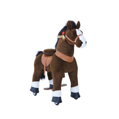 PonyCycle Offizielle Klassisch Modell U 2021 Reiten auf Pferd Spielzeug Plüsch Lauftier Dunkelbraunes Pferd mit Bremse und Ton für 3-5 Jahre Ux321