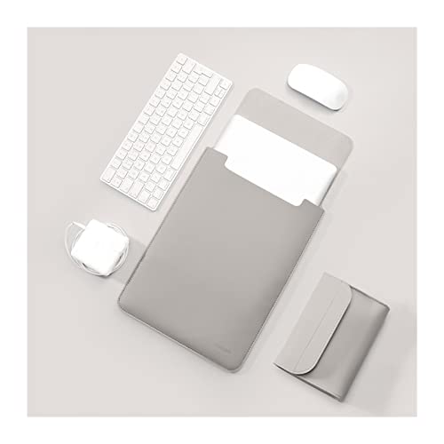 Laptoptasche Laptophülle Laptoptasche, wasserdichte Laptop-Tasche Laptop und Tablet-Aktentasche Business Bag Leder Dokumentenbeutel Laptop Tasche ( Color : LIGHT GREY , Size : 15-15.6inch )