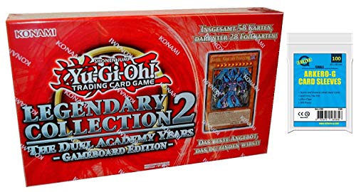 A YuGiOh! Legendary Collection 2 The Duel Academy Years - Gameboard Edition | DEUTSCH | Yu-Gi-Oh! Karten NEU | + Arkero-G 100 Small Soft Sleeves japanische Kartenhüllen