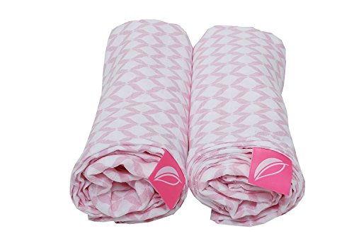 Motherhood Einschlag- und Mulltücher aus Baumwoll Musselin 100x120 cm (2 Stück) - PREMIUM, 100% naturreine Baumwolle - Öko-Tex Standard 100, Rosa Classics 2017