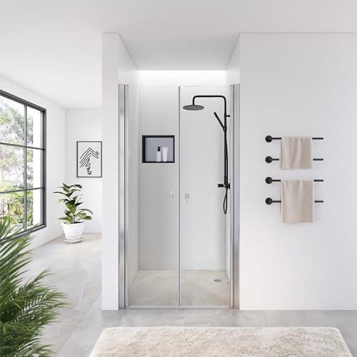 Home Deluxe - Duschabtrennung - Duschtür - Lavea Klarglas - Maße: 130 x 195 cm - 6 mm nanobeschichtetes ESG - Verschiedene Designs und Größen