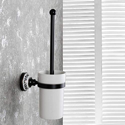 GZZ Schwarz und Weiß Einfache WC-Bürsten-Set Retro-Muster Wand-WC-Bürstenhalter Badezimmer-Bürste Schwarz Bronze für Badezimmer Storage Toilet Zubehör Haushalts-Hotels Indoor-Hardware-Anhänger