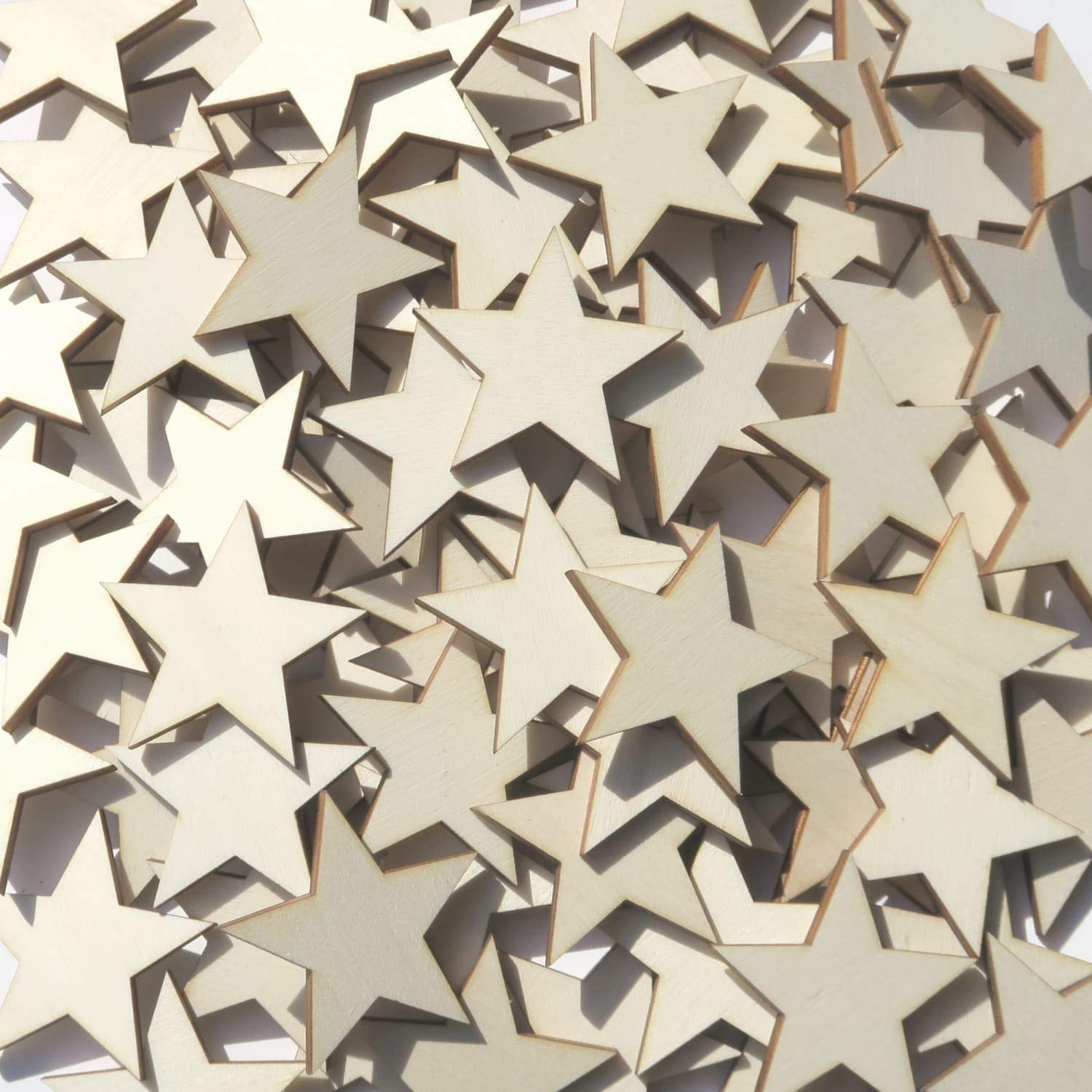 Holz Sterne - 1-10cm Streudeko Basteln Deko Tischdeko, Größe:Sterne 5cm, Pack mit:100 Stück