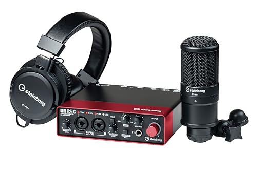 Steinberg UR22C Recording Pack - UR22C USB 3.0 Audio-Interface, ST-M01 Kondensatormikrofon und ST-H01 Monitorkopfhörer (inkl. Software-Paket mit Cubase AI, Cubasis LE, WaveLab LE & Steinberg Plus) RED