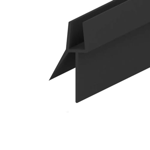 YOLNEY Duschabtrennungstür-Dichtungsstreifen, PVC, rahmenlose Duschtür-Bodendichtung mit Tropfabisolierdichtung, Sweep-Wasserblockierungsstreifen, 18 mm Abstand, schwarz, 1 Stück, 50 cm