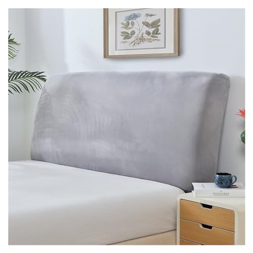 Bettkopfteil Hussen Solid Color Short Plush Elastic Soft All-Inclusive Cover Bed Head Back Cover Bed Headboard Dustproof Cover Schlafzimmer Kopfteil (Color : 02, Size : W180xH65cm)