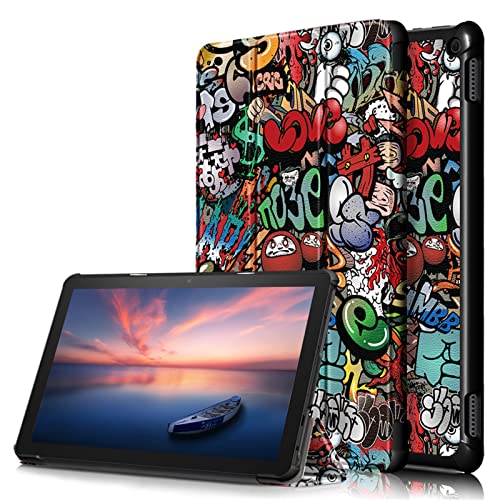 YYSS Hülle für Amazon Kindle Fire HD 10 Tablet (9./7. Generation, 2019/2017 Release), Slim Folding Stand Cover mit Auto Wake/Sleep