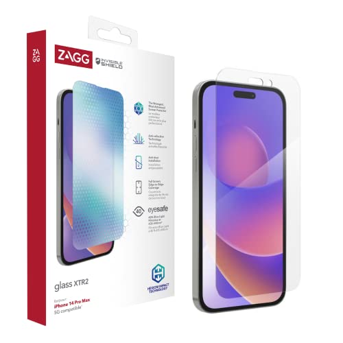 ZAGG InvisibleShield XTR2 Screen Protector for iPhone 14 Pro Max, Gaming, Anti-Microbial, Shockproof, Smudgeproof, Bluelight, Scratchproof, Clear