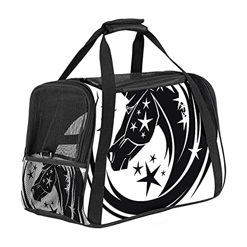 Reisetragetasche für Haustiere Einhorn Sterne Tragbare Reisetasche für Hunde oder Katzen mit Sicherheitsreißverschlüssen 43x26x30 cm