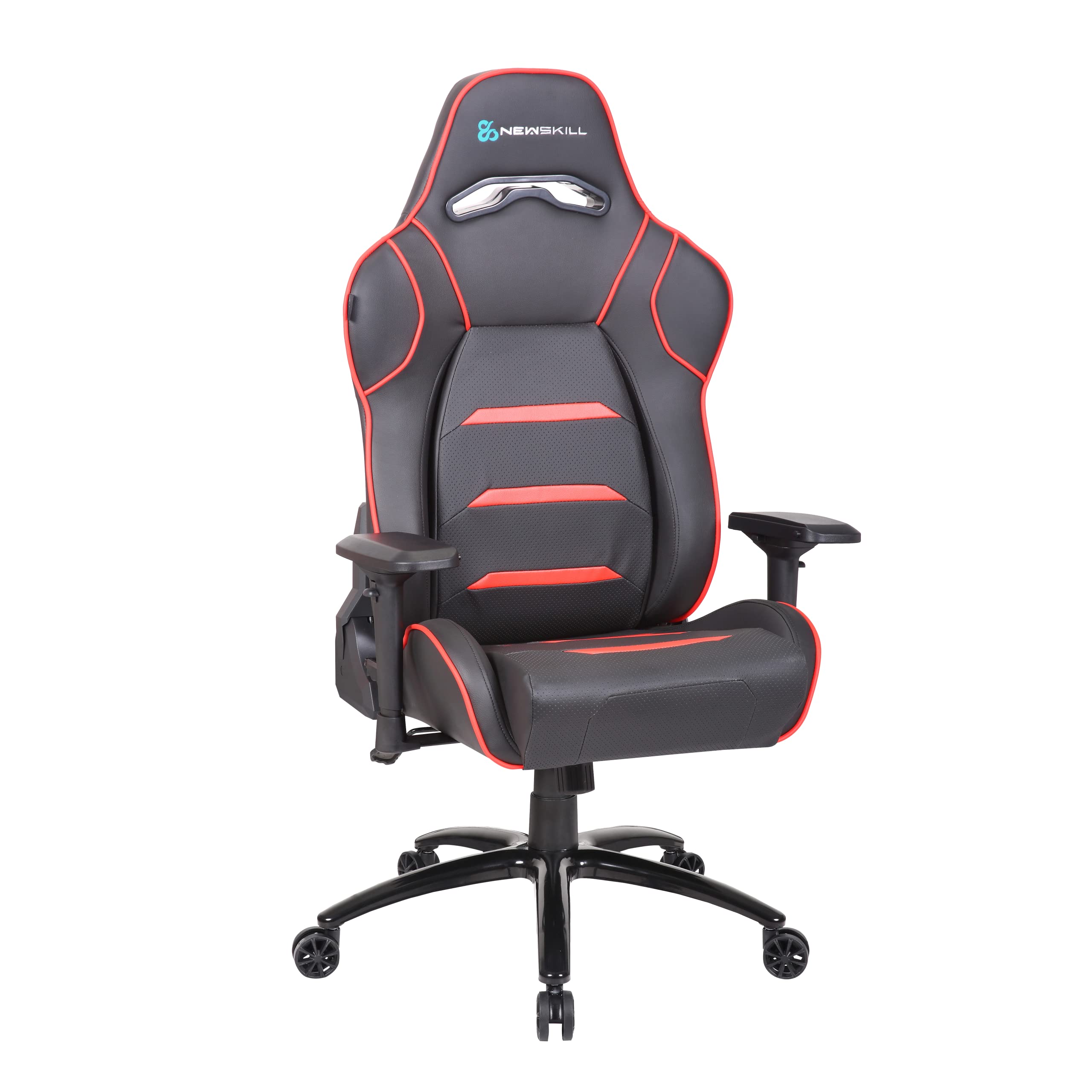 Newskill Valkyr Professioneller Gaming-Stuhl mit mikroperforierter Sitzfläche für EIN besseres Wärmegefühl (180 Grad Wipp- und Neige-System, 4D-Armlehnen, Rot