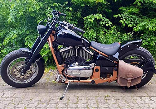 Odin Brown Satteltasche Harley Davidson Fatboy Schwingentasche Schwinge Rahmen HD Orletanos Bikertasche Seitentasche Leder braun matt Echtleder Biker Rocker Starrahmen Rahmentasche Tasche