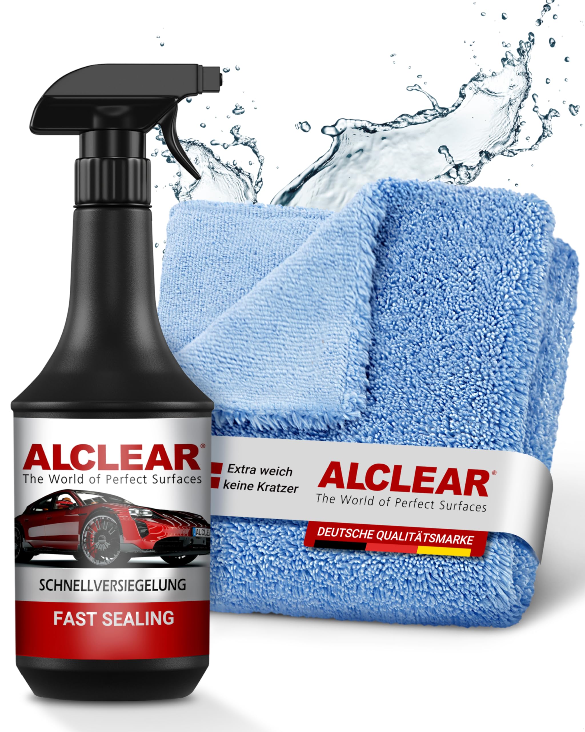 ALCLEAR 71100SV Lack Schnellversiegelung 1 Liter inkl. Mikrofaser Auto Poliertuch für Autopflege, Motorrad, Fahrrad