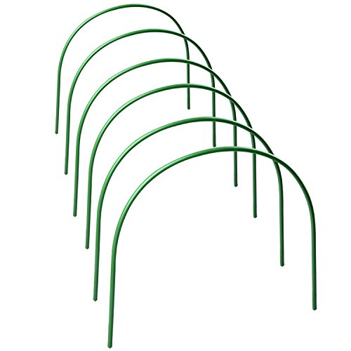 TETHYSUN 6 x Garten-Treibhaus-Ringe für Gewächshaus-Abdeckungen, Pflanzenstütze, Gartenpfähle mit kunststoffbeschichteten Pflanzenstützen für Gartengewebe