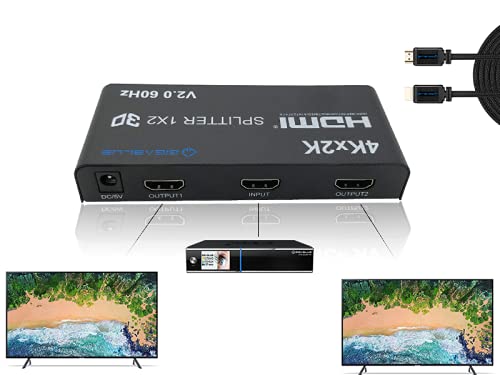 GigaBlue Ultra 4K *HDMI 2.0* Splitter 4K 60Hz für TV, Reciever, Konsole u.v.m. (Splitter 1 IN 2 OUT + Kabel)