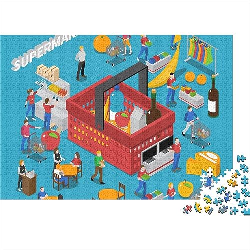 Isometrischer Supermarkt Holzpuzzle Von Fotos Bilder Lernspielzeug Stressabbau Spiele Für Erwachsene Familienspiele Für Weihnachten Geburtstag Geschenke 1000pcs (75x50cm)