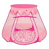 Selonis Baby Spielzelt Mit Plastikbällen Bällebad Zelt Plastikkugel Kinder, Pink:Perle-Transparent,105X90cm/200 Bälle