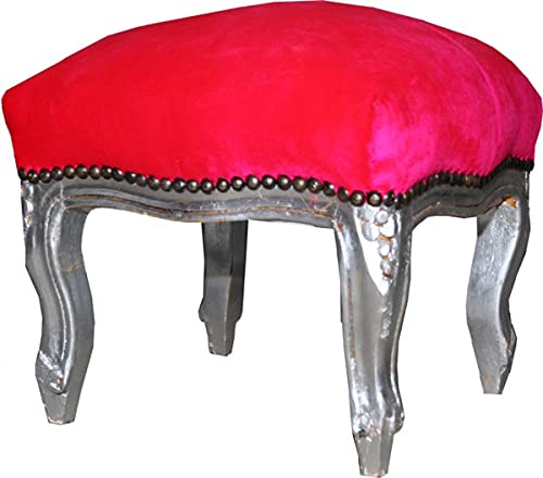 Casa Padrino Barock Fußhocker Pink/Silber - Antik Stil Möbel - Hocker