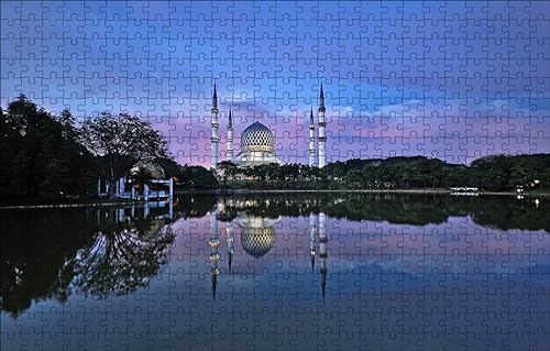 GUOHLOZ 1000 Teile Puzzle für Erwachsene Puzzles 1000 für Erwachsene Herausforderung Spielzeug Puzzle für Erwachsene Kinder 1000 Teile, Stadt, Moschee, Malaysia, Shah Alam, 75x50cm