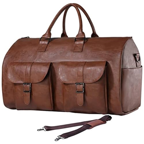 WOLWES Geschäftsreisetasche, Aktentasche, Umwandelbare Reisekleidung, Handgepäck, Reisetasche, Hängekoffer, Anzug (Color : Brown, Size : One Size)
