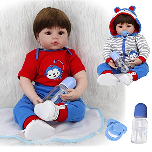 ZIYIUI Reborn Baby Puppe 20 Zoll 50 cm Handgemachtes Puppe Junge Vinyl Silikon Neugeborenen Rebornpuppen Doll Kinder Spielzeug Weihnachts Geschenk