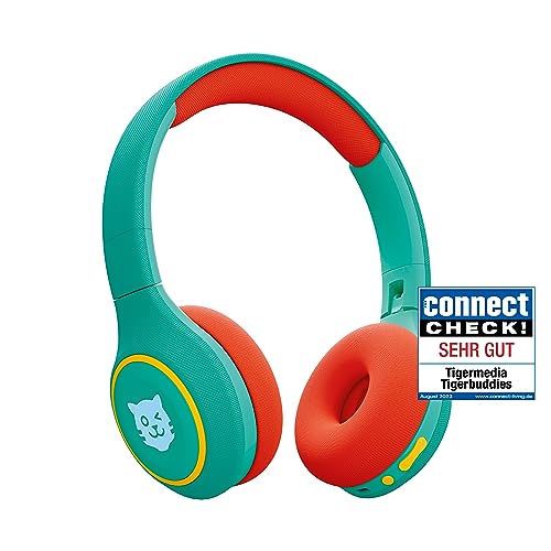 tigermedia tigerbuddies Kinderkopfhörer grün on-Ear Bluethooth AUX Lautstärkebegrenzung Stereo Sound Premium-Qualität perfekt für tigerbox