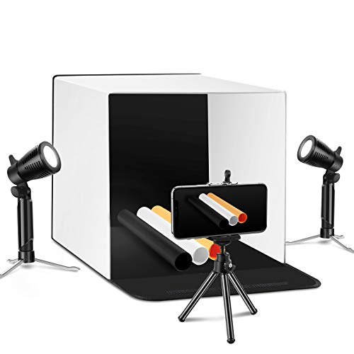 Mini Fotostudio Lichtkasten, Fotoshooting-Zelt-Kit, Tragbares Faltbares Foto-Lichtzelt-Kit mit 2x20pcs LED-Licht und 3 Arten Farbhintergründe für Kleine Produkte