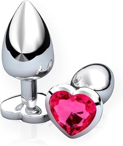CWT 2 x plug, sex toy for women and men, butt plug with crystal diamond, metal plug, heart-shaped trainer, crystal butt plug kit (diameter 27 mm, diameter 35 mm)