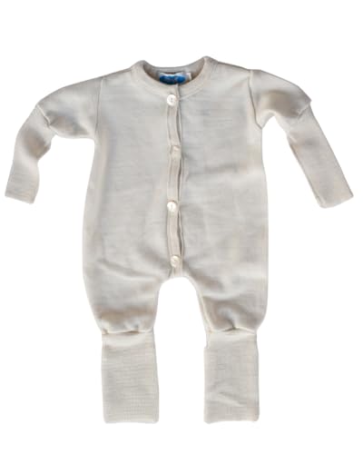Reiff Baby Overall/Schlafanzug Frottee, 70% Merino-Schurwolle kbT. / 30% Seide (62/68, Natur)