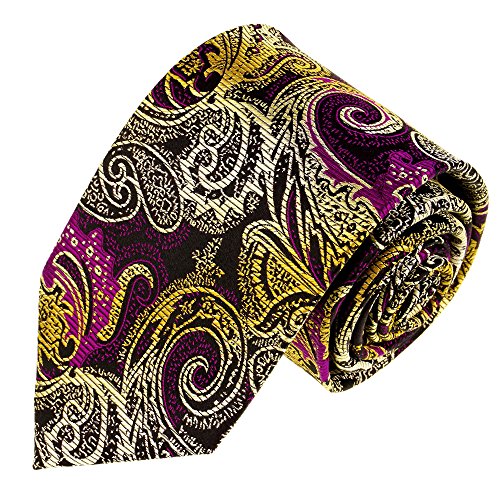 Lorenzo Cana - Marken Krawatte aus 100% Seide Violett Gold Silber Paisley - 84566