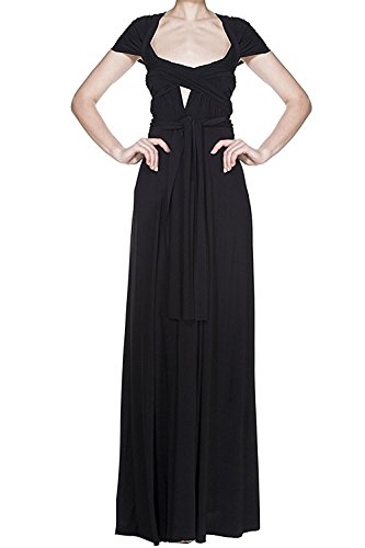 Frauen Transformator Abend Lange Prom Kleid Multi-Way Wrap Cabrio Bodenlänge Hochzeit Halfter Maxi Kleid Hohe Elastizität, Schwarz, X-Klein