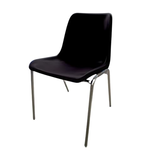 Besucherstuhl MEE215, Wartezimmerstuhl, Kunststoffstuhl, Konferenzstuhl, Stapelbarer und leichter Stuhl, Leicht zu reinigen Platzsparender Stuhl (Schwarz)
