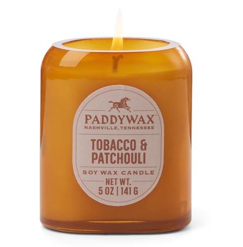 Paddywax Scented Candles Vista Collection Vintage Style Artisan-Kerze in Milchglas, 142 g, Tabak und Patschuli