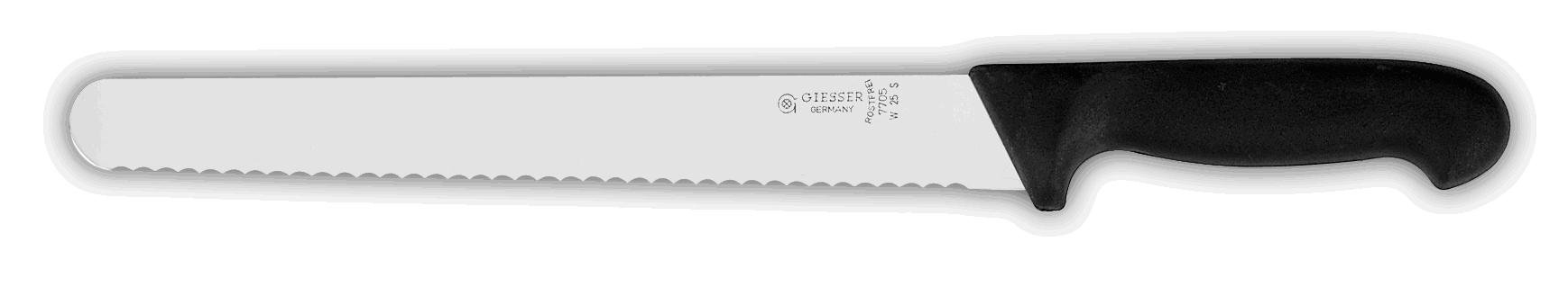 Giesser seit 1776 - Made in Germany - Schinkenmesser schwarz, Basic Black, Klinge 25 cm, Wellenschliff, rutschfest, scharfes Wurstmesser spülmaschinenfest, rostfrei